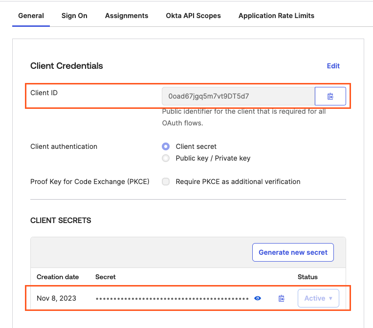 Finding your Client credentials in Okta